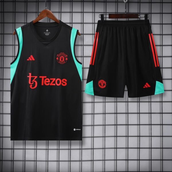 Manchester United Black Sleeveless Jersey with Shorts 2024: The Ultimate Fan Gear - Image 2