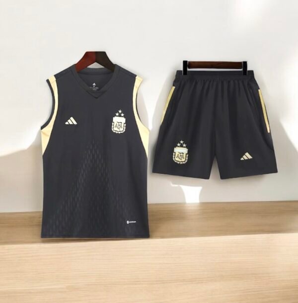 Argentina Black Sleeveless Jersey With Shorts 2024